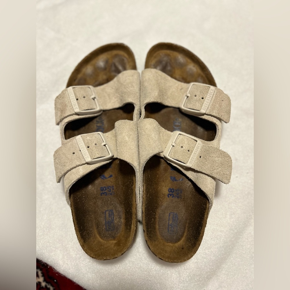 Khaki Birkenstocks Suede Sandals